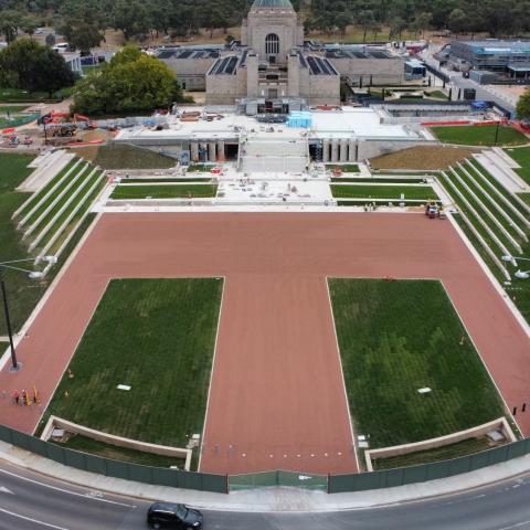 Parade ground of the Australian War Memorial nearing completion