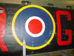 Chalkline marking out of the position of 1943 "ARG" markings on starboard side of fuselage
