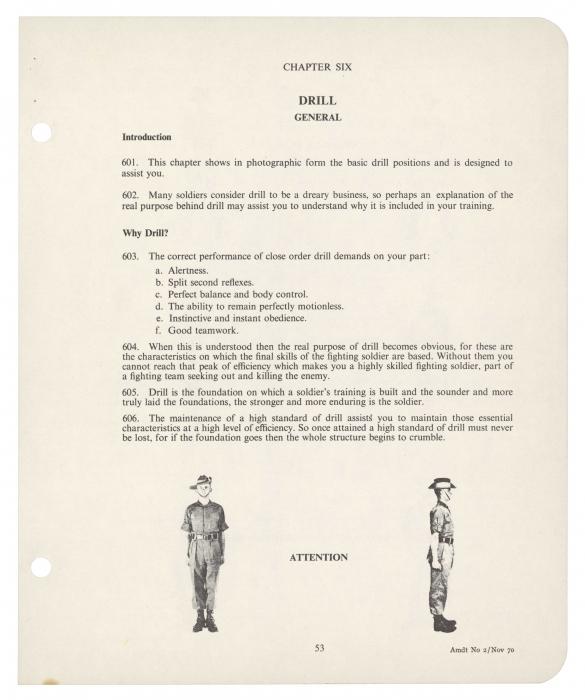 These pages taken from The Soldier’s Handbook of the time show the Australian Solider in parade uniform performing drill with an SLR. Mick would have had a very similar appearance.