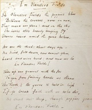Original handwritten copy of In Flanders Fields