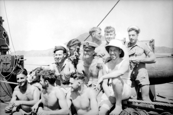 Group of unidentified crew members on board the HMAS Armidale.