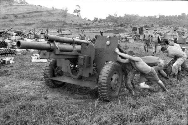 Freeing a 105mm howitzer from mud, Operation Paddington, July 1967