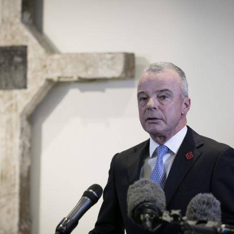 The Honourable Dr Brendan Nelson AO opening the exhibition of the Long Tan Cross