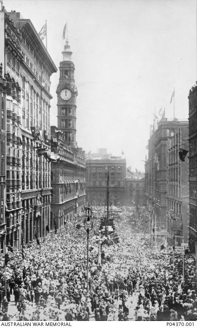 The view from Castlereagh Street looking down towards George Street