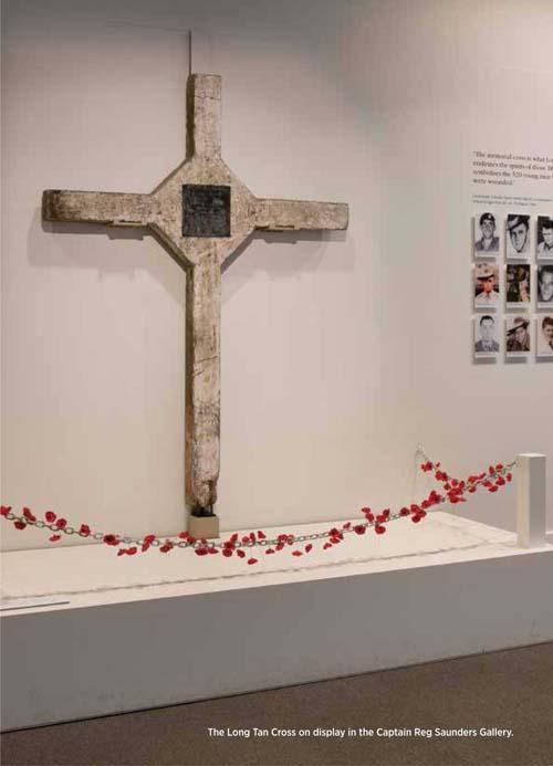 The Long Tan Cross on display in the Captain Reg Saunders Gallery.