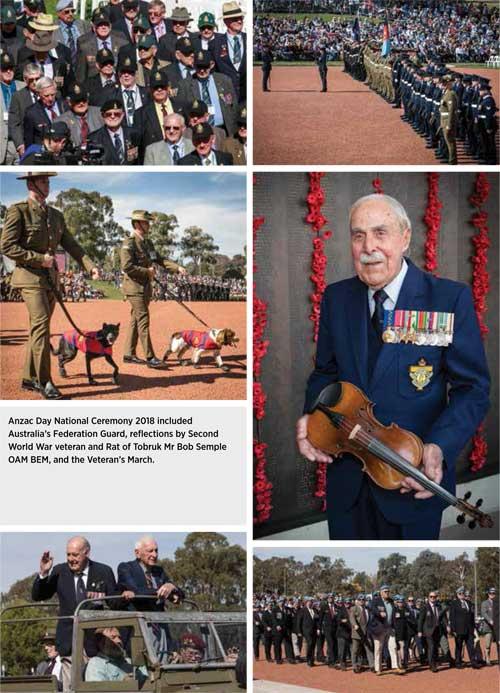 Multiple images of Anzac Day Ceremoney 2018.