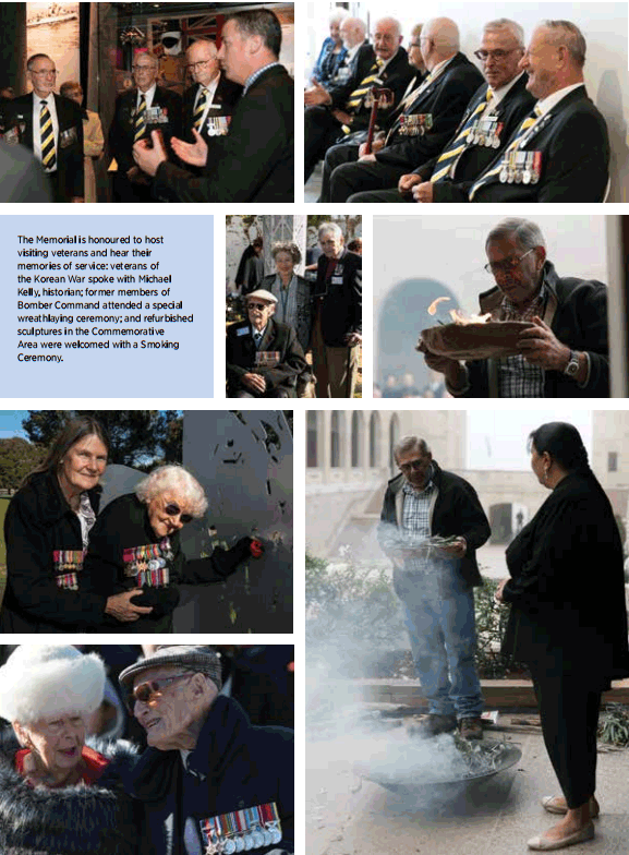 Photographs of veterans visiting the Memorial