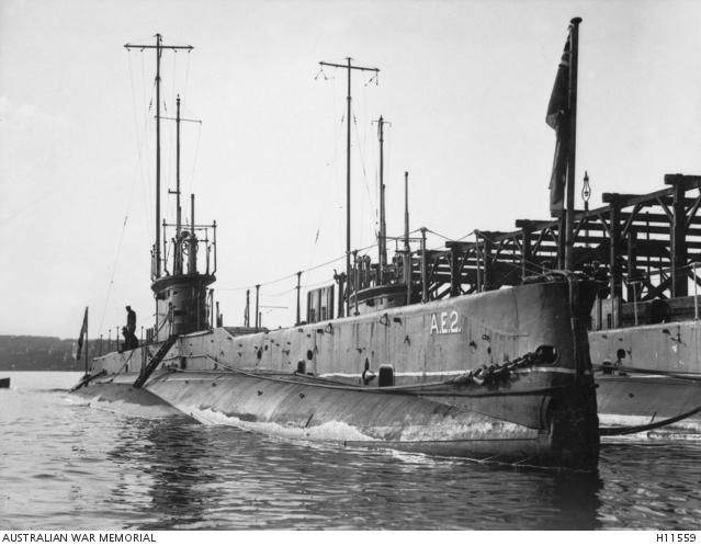 Royal Australian Navy submarines AE1 and AE2 in Sydney Harbour, c. 1915. H11559