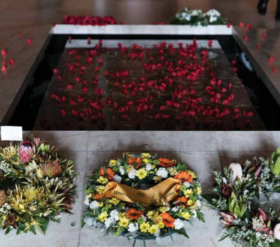 Floral wreaths in front of Tomb of the Unknown Soldier