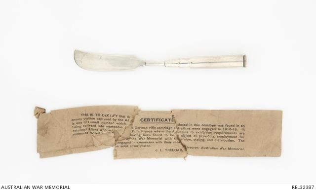 Cartridge cutlery: Early souvenirs of the Australian War Memorial Museum |  Australian War Memorial