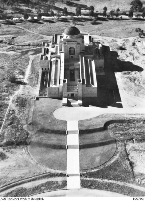 An aerial photograph of the Australian War Memorial, 1945.