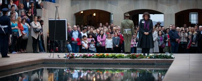 Crowds gathered for the Last Post ceremony.