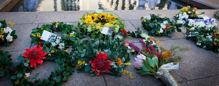 Wreaths are laid at the Pool of Reflection